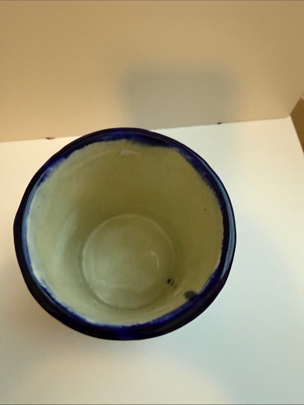 Mexico Hand-Painted Ceramic Fruit Tumbler  Planter Holder with Blue Rim - Picture 7 of 14